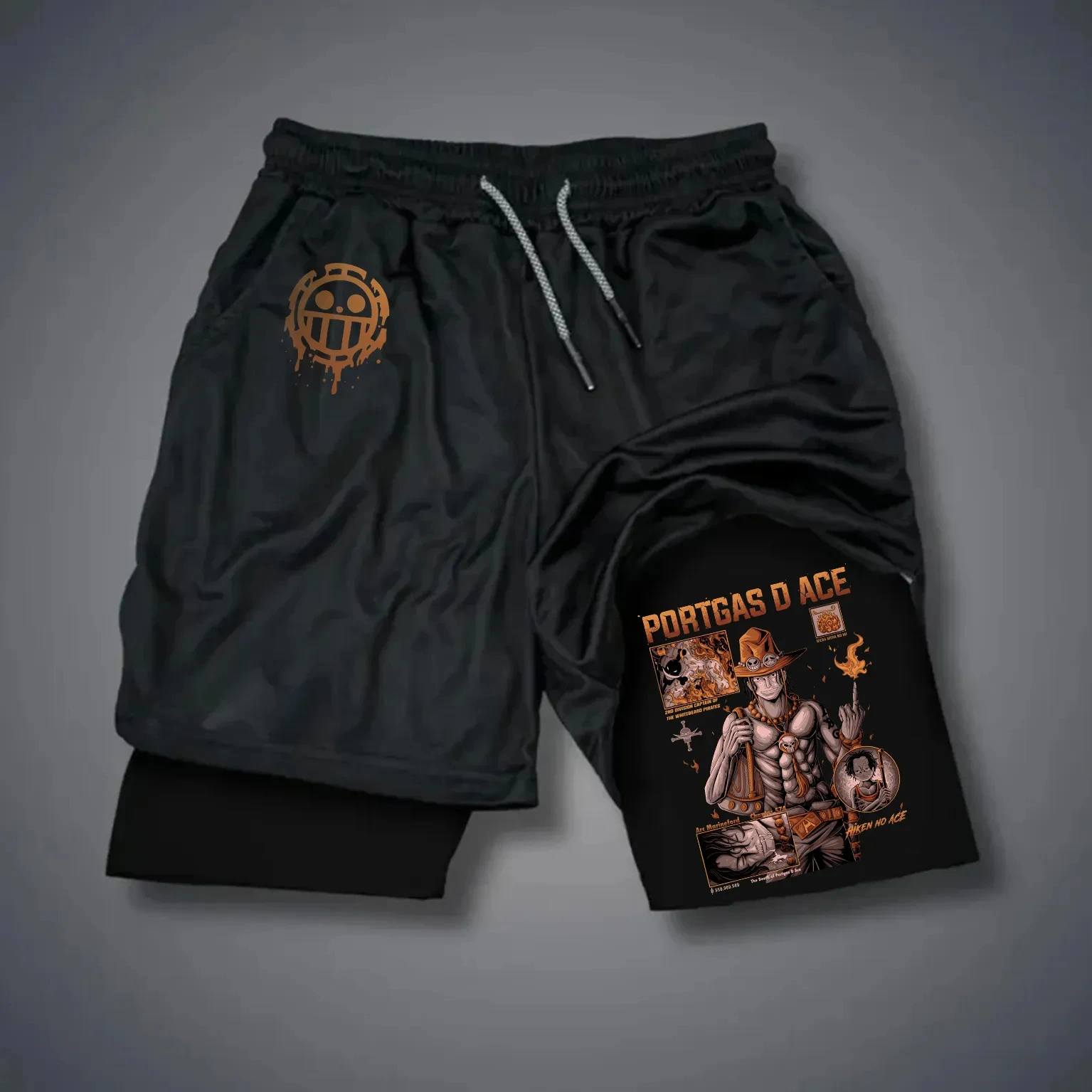 ONE PIECE Hot Blood Anime Ace Print Męska i damska letnia moda uliczna Luźna koszulka, bluza z kapturem, spodenki i spodnie dresowe