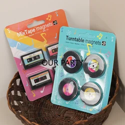 4Pcs/Pack Vintage MixTape Turntable Record Fridge Magnet Refrigerator Sticker Message Board Reminder for Home Kitchen Decoration