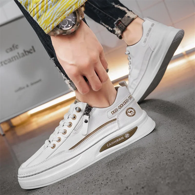 

Мужская повседневная обувь, кожаные кроссовки, лето 2025, скейтборд, спортивные уличные походные туфли, роскошные дизайнерские теннисные лоферы для бега на платформе