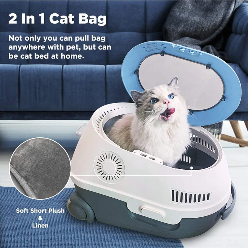 Cat Carrier Backpacks Space Capsule Ventilate Transparent Kitty Rolling Bag Airline-Approved Pet Stroller with Soft Padded