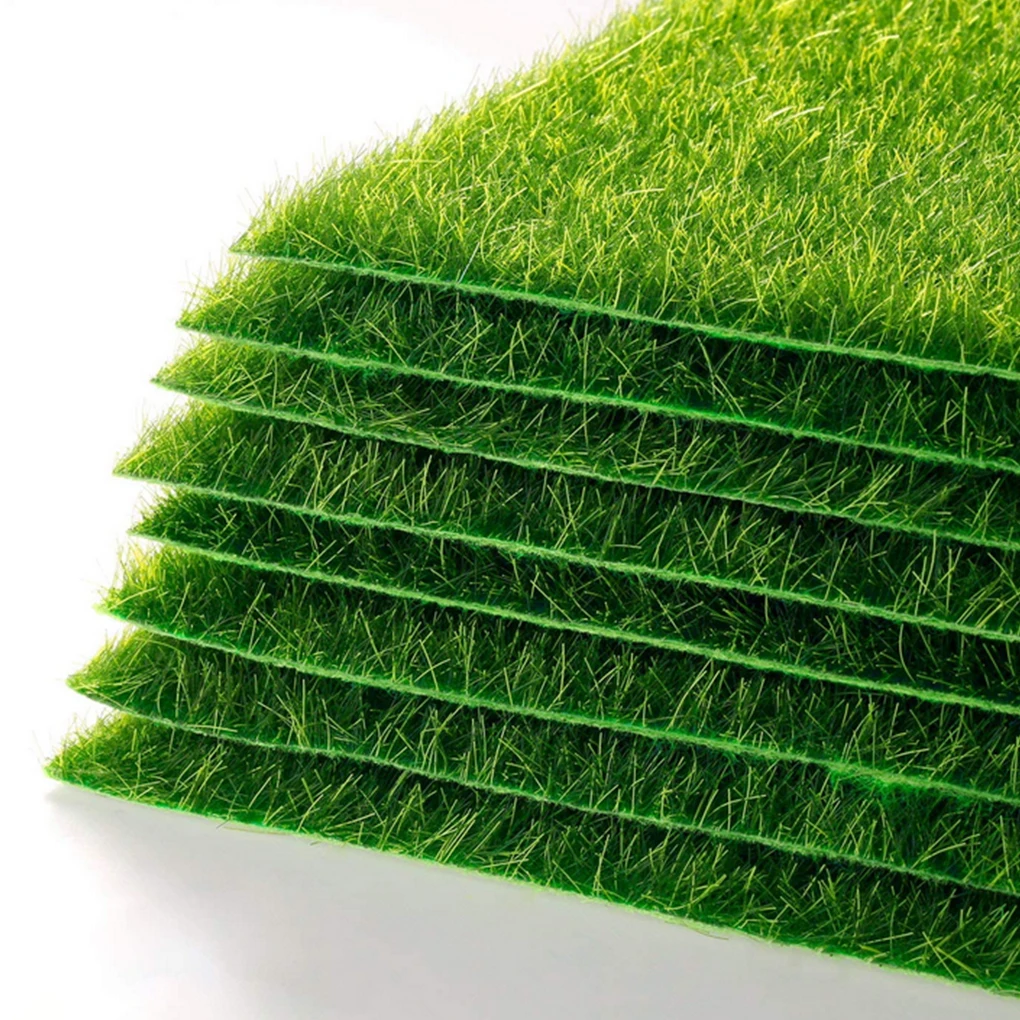 8pcs Grass Mat Artificial Miniature Turf Mat Fake Mini Landscape Lawn Turf DIY Gardening Ornament