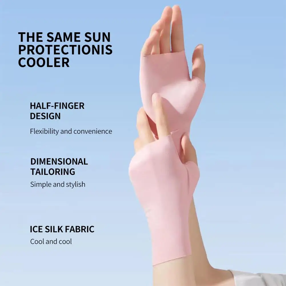 Guantes de protección solar para mujeres y hombres, guantes de medio dedo transpirables con protección UV para conducir, guantes sin dedos para pescar