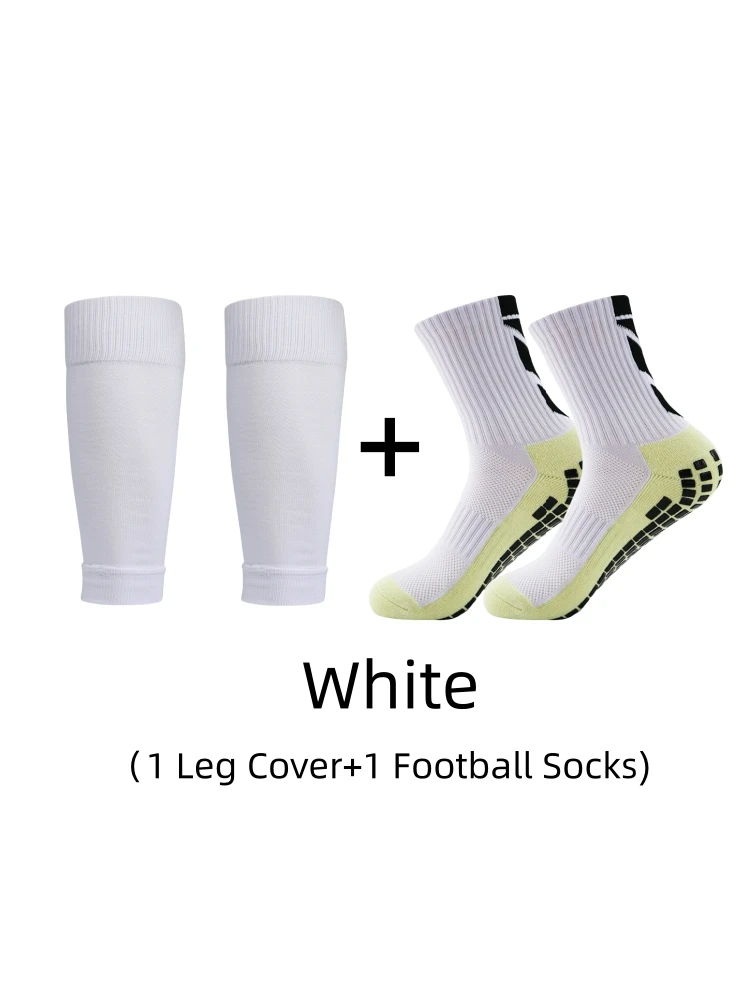 1 paire de chaussettes de sport antidérapantes collées, chaussettes de football à flèche solide et chaussettes de protection des jambes