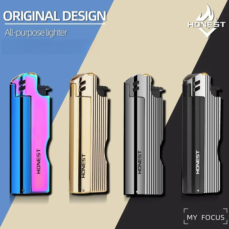 Honest Metal Grinding Wheel Open Flame Pipe Lighter Inflatable Core Changing Multifunctional Tool Gas Lighter Men\'s Gift