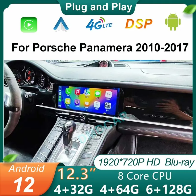 

Android 12 Navigation GPS 12.3" Blu-ray Screen Head Unit For Porsche Panamera 2010-2017 IPS DSP Carplay 4G Car Multimedia Player