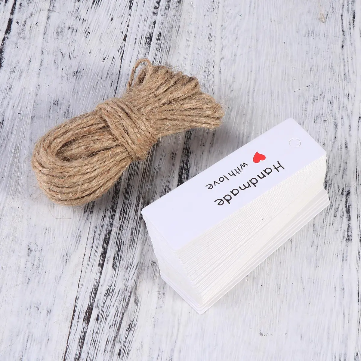 

50Pcs Stylish Pre-Punched Paper Tags Handmade with Love Blank Back for Wedding Favors Gift Labels Scrapbooking Bookmark
