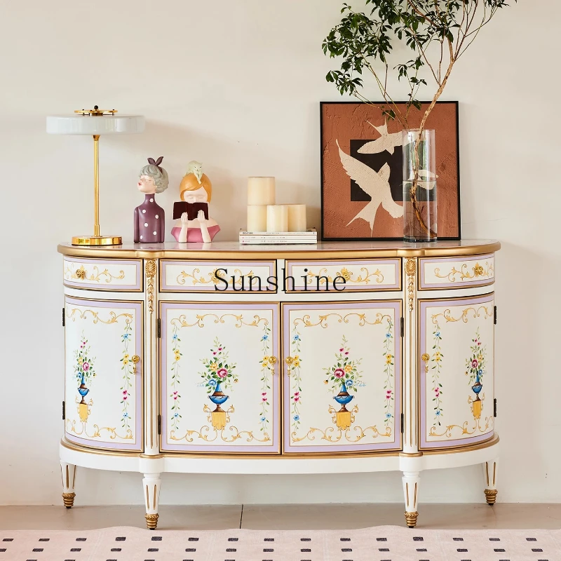 

Advanced French painting entrance entrance retro entrance decoration living room storage side cabinet