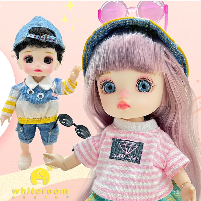 2024 16 cm BJD Mini Doll 13 Movable Joint Girl Baby 3D Big Eyes Beautiful DIY Toy Doll With Clothes Dress Up 1/12 Fashion Dolls