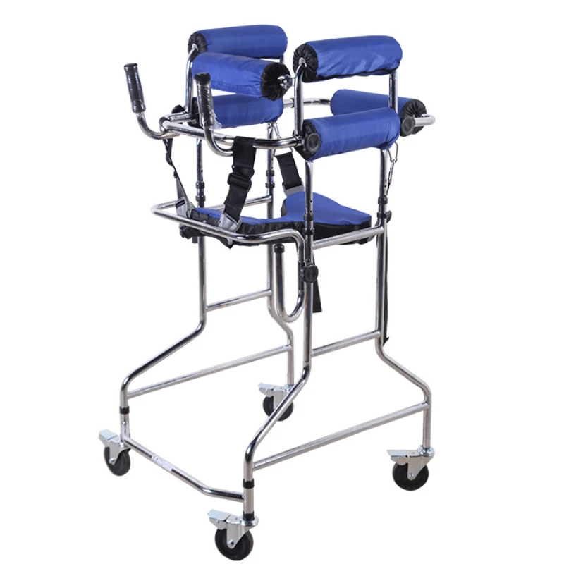 Rehabilitation Device Folding Height Adjustable Lower Limb Disabled Hemiplegia Walker Stand Frame with Seat Wheel