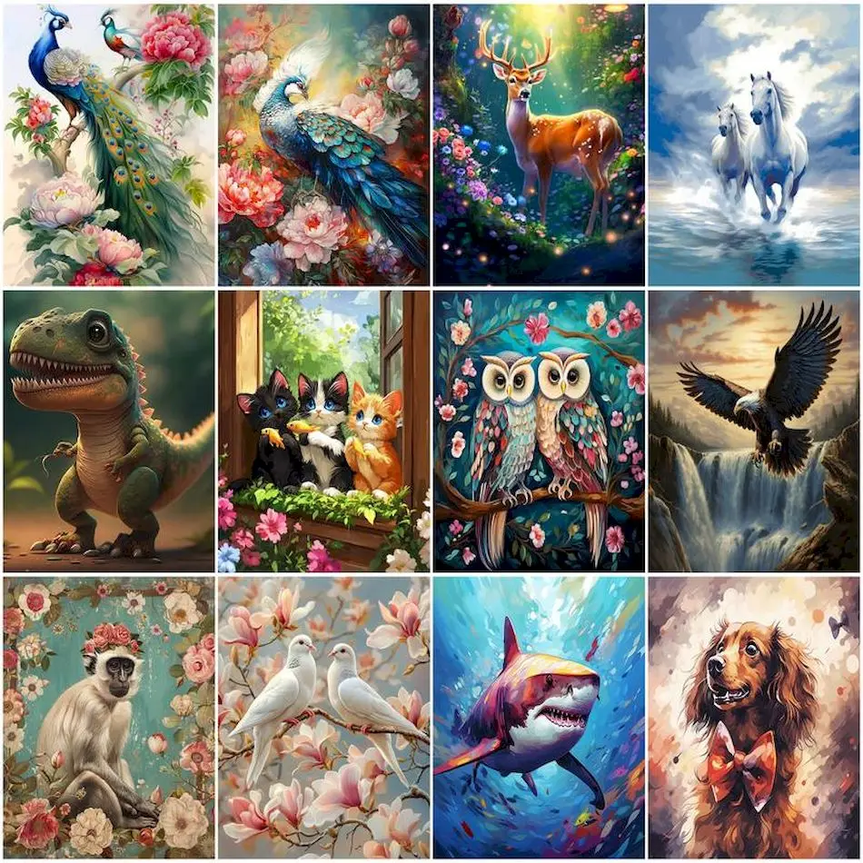 

RUOPOTY Paint By Number Adult Kit Animals Coloring For Adults Paintings On Number Acrylic Paints Handpainted Paint Kit Oil Art