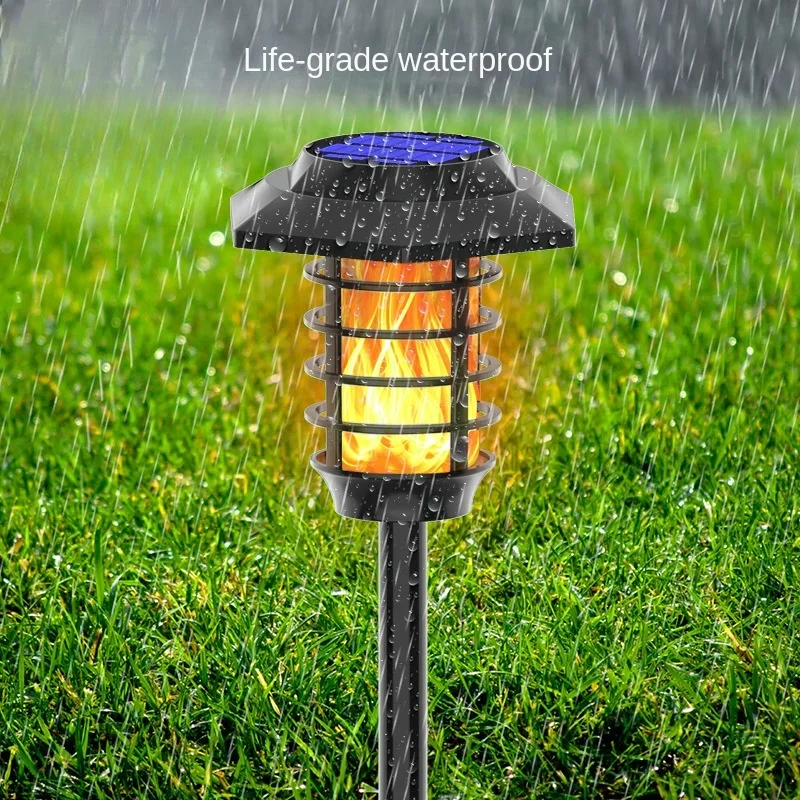 

New Solar Flame Lamp Outdoor Garden Lamp Lawn Lamp Double Light Source LED Waterproof Landscape Decorate Ground