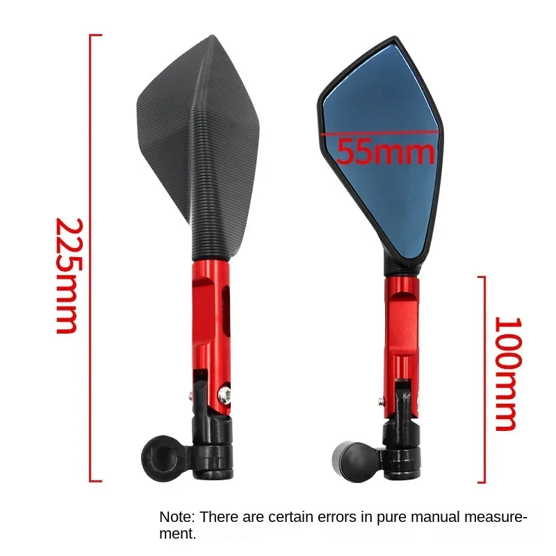 Universal CNC Aluminum Motorcycle Handlebar Rear View Mirrors Blue Anti-glare Mirror for HONDA YAMAHA SUZUKI Scooter KTM Parts image 3