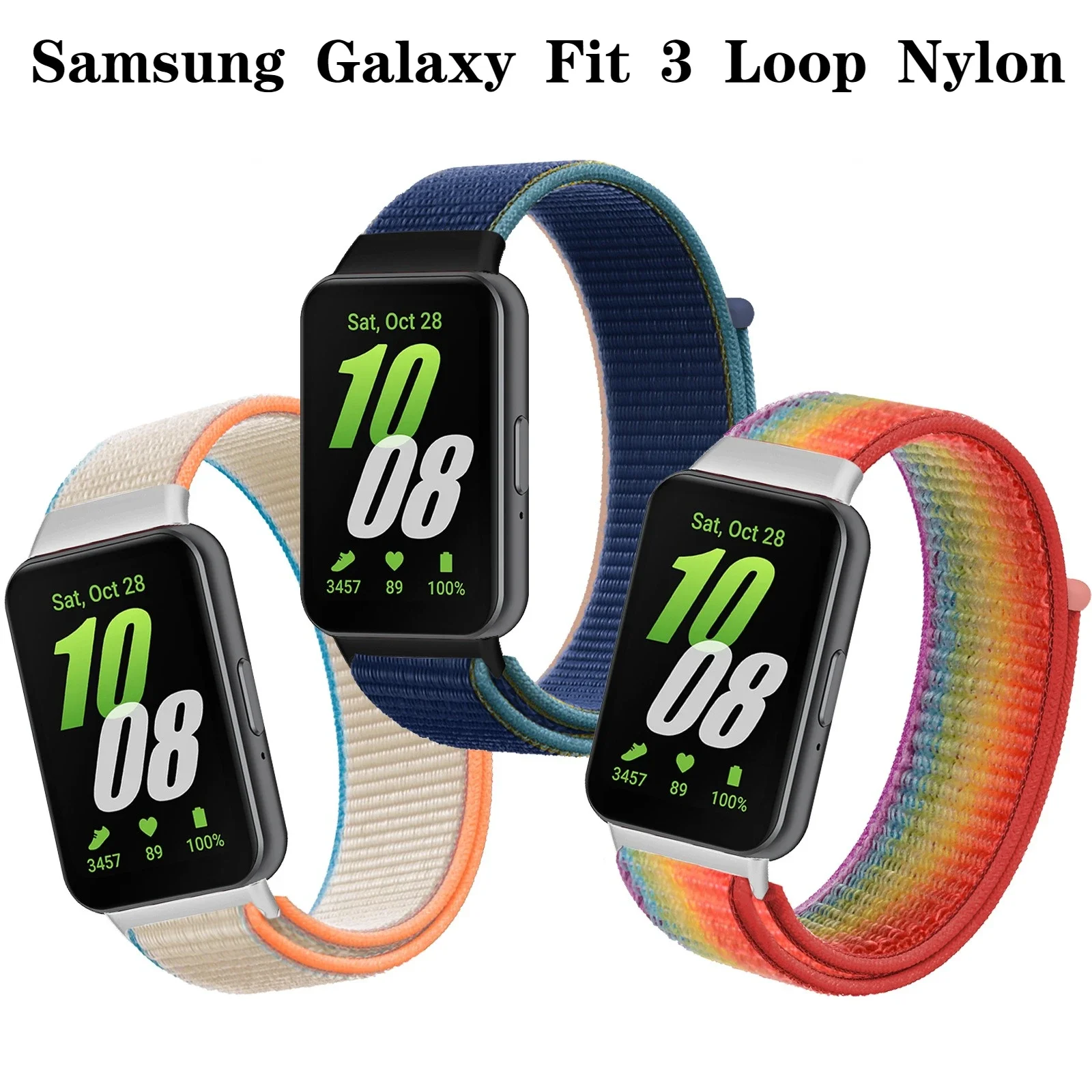 Offizielles Nylon-Schlaufenarmband für Samsung Galaxy Fit 3, weiches, bequemes, atmungsaktives Armband, Samsung Galaxy Fit 3 Correa Zubehör – Detail 4