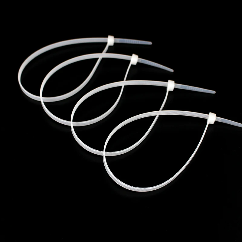 100 قطعة/الحقيبة ربطة كابل ربطة عنق نايلون بلاستيكية ذاتية القفل منظم أبيض ربط كابل سلك كابل ربطات عنق بسحاب