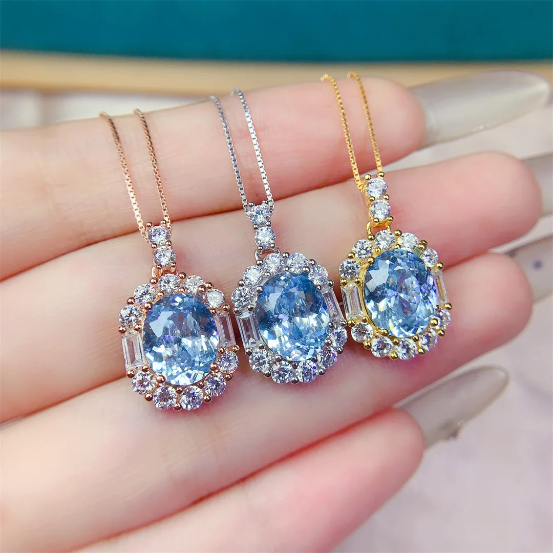 

Graceful Show One's Temperament Natural Blue Topaz Pendant Sleek S925 Sterling Silver Designer Jewelry Perfect for Any Occasion