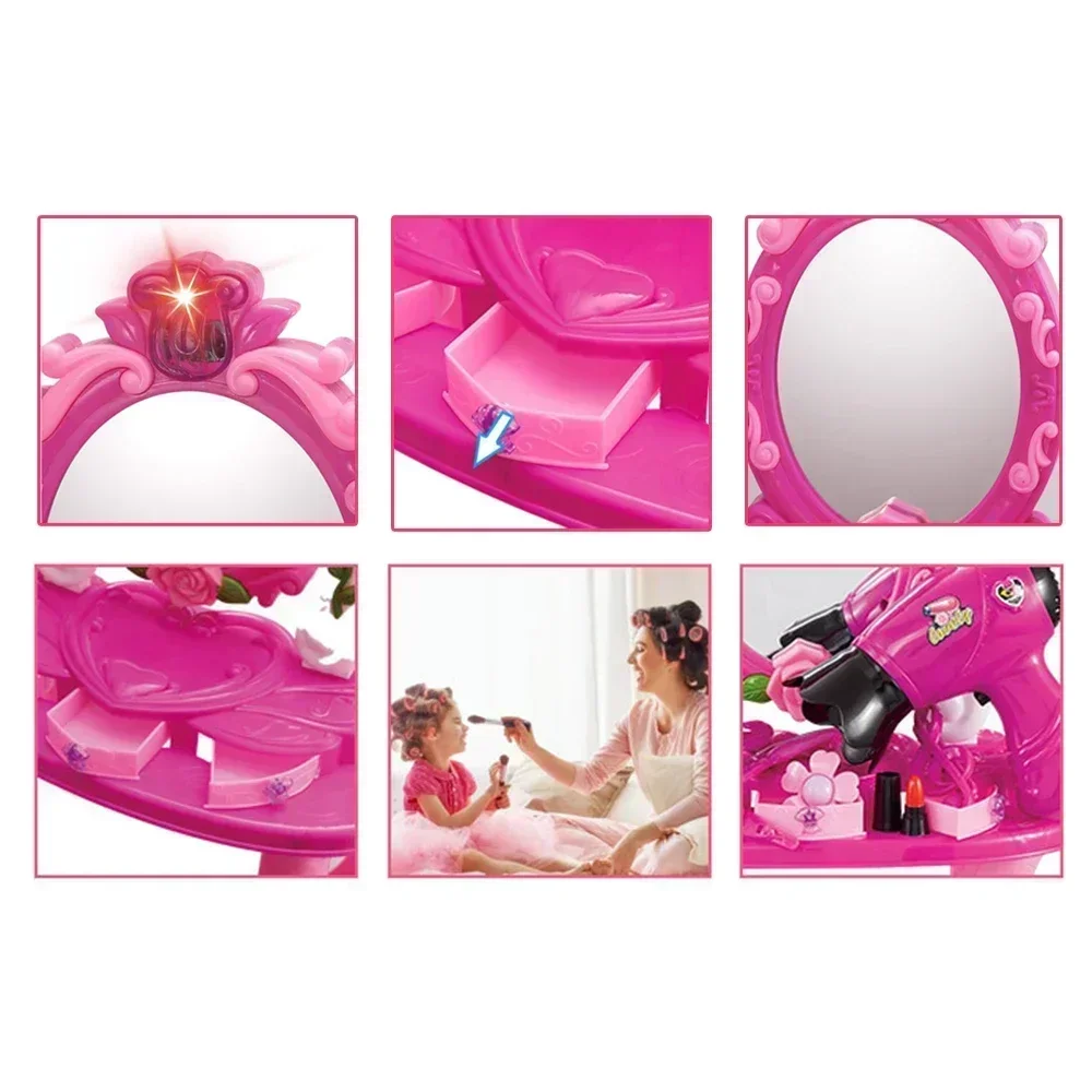 Oggetti di scena di alta qualità Regali di Natale per bambini Brithday Giocare a casa Giocattoli Set di giocattoli per trucco da toletta simulato rosa viola