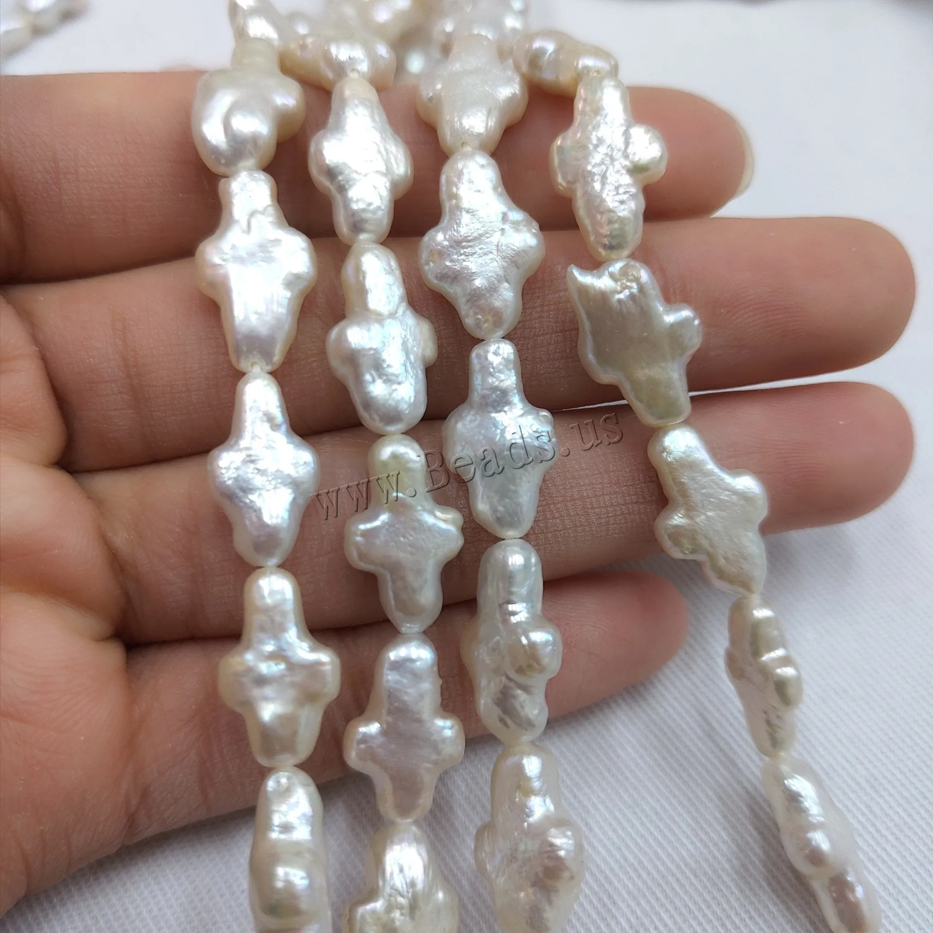 

14-18mm Grade AAA White Cultured Baroque Freshwater Pearl Beads 39-50cm Strand For Jewelry Making Necklace