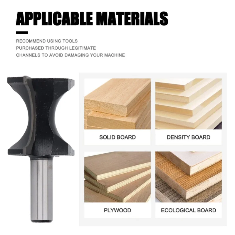 Bullnose Router Bit 1/2in Shank 1 3/8in Bead Diameter Tungsten Steel Alloy Half Round Milling Cutter For Woodworking