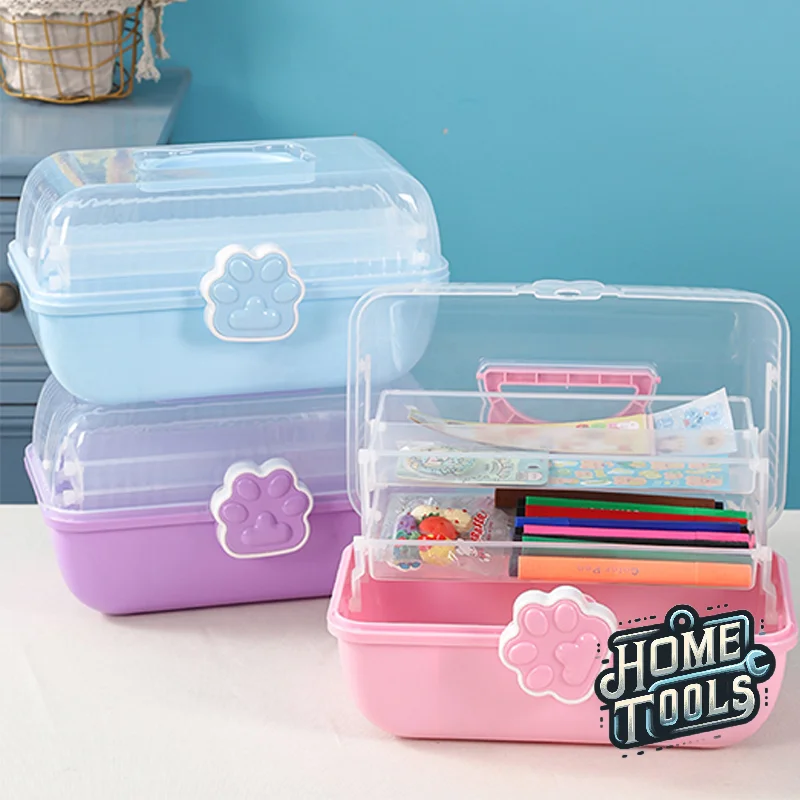 

3-layer Handheld Storage Box Makeup Separator Children Girls Hair Accessories Organizer Nail Art Jewelry Box