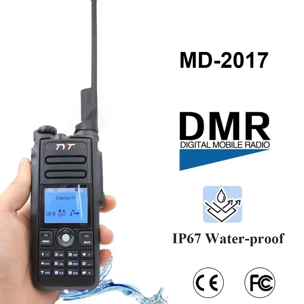 

TYT MD-2017 DMR цифровое радио IP67 водонепроницаемый двухдиапазонный 144/430 МГц приемопередатчик с функцией шифрования 5 Вт рация
