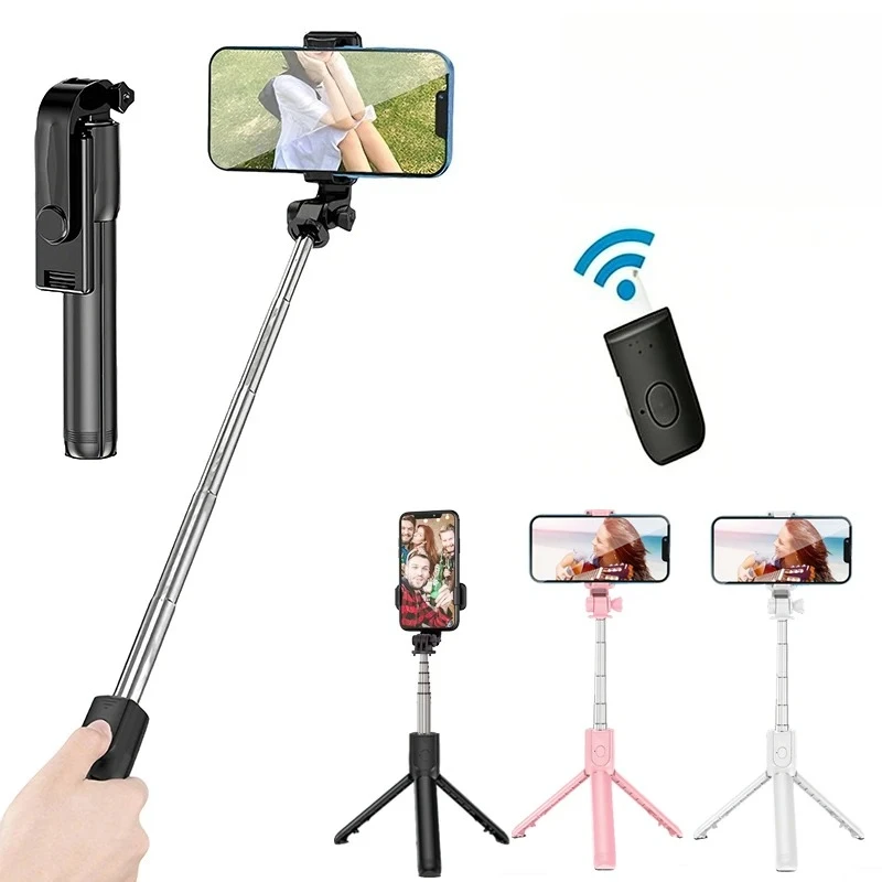 Portable Bluetooth Selfie Stick Extendable Phone Tripod Holder Wireless Remote Shutter Retractable Mobile Stand_voghion.com