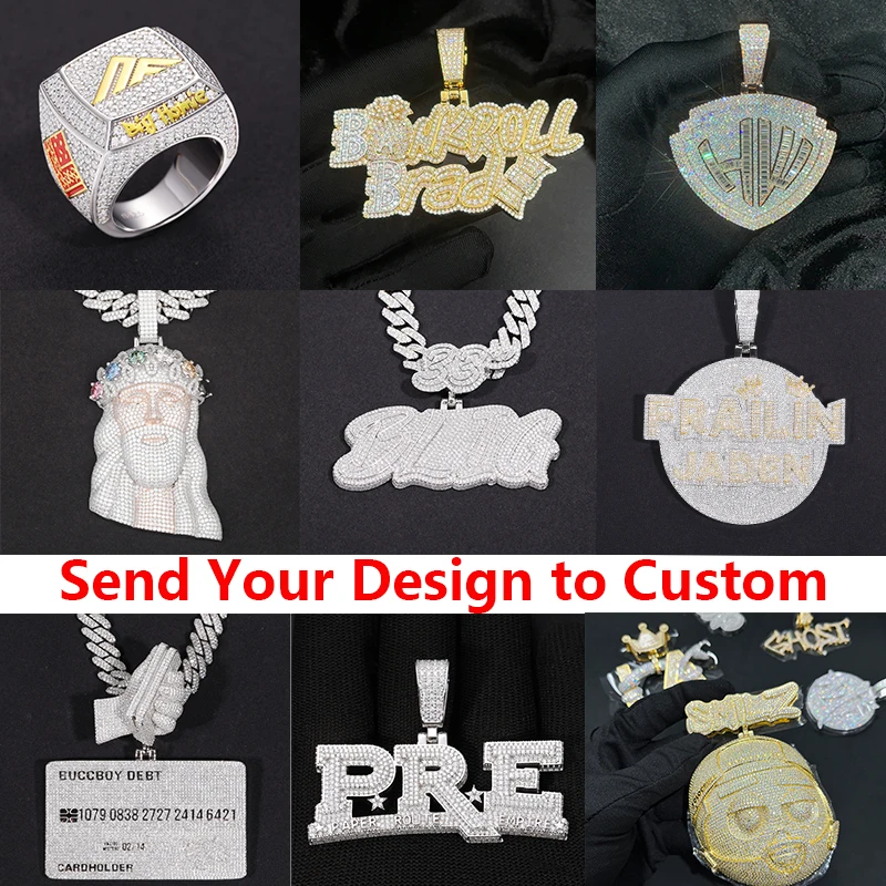 Personalized Customized Name Pendant Necklace Iced Out Charms Design Hip Hop Jewelry For Men Women Number Letter Logo Pendant