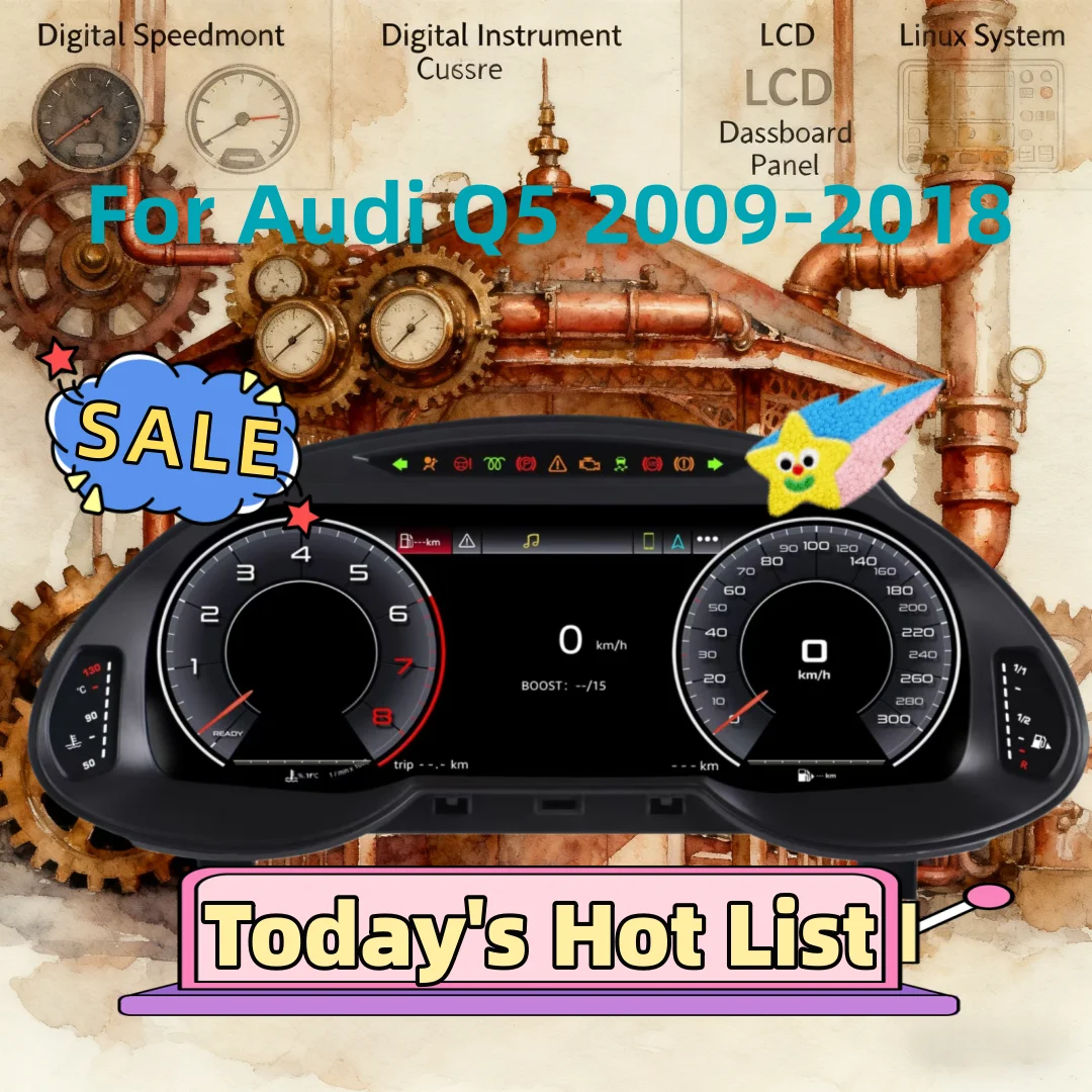 

Автомобильный цифровой приборный дисплей, подходящий для Audi Q5 2009-2018, обновление спидометра CarPlay, приборная панель, 12,3-дюймовый HD-экран