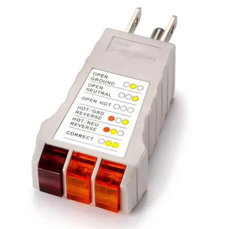 Portable Ground Socket Tester White Electrical Outlet Detector for US Type B Wall Socket Safety Check Testing Tool