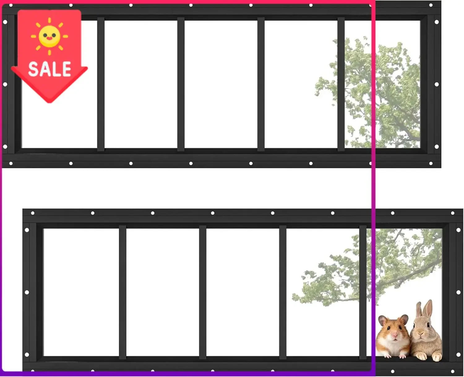 US Shipping Brand new  2-Pack Black Shed Transom Windows, 10 x 29 Inch Flush-Mount Tempered Glass | Flush-Mount Frame,Fixed Temp