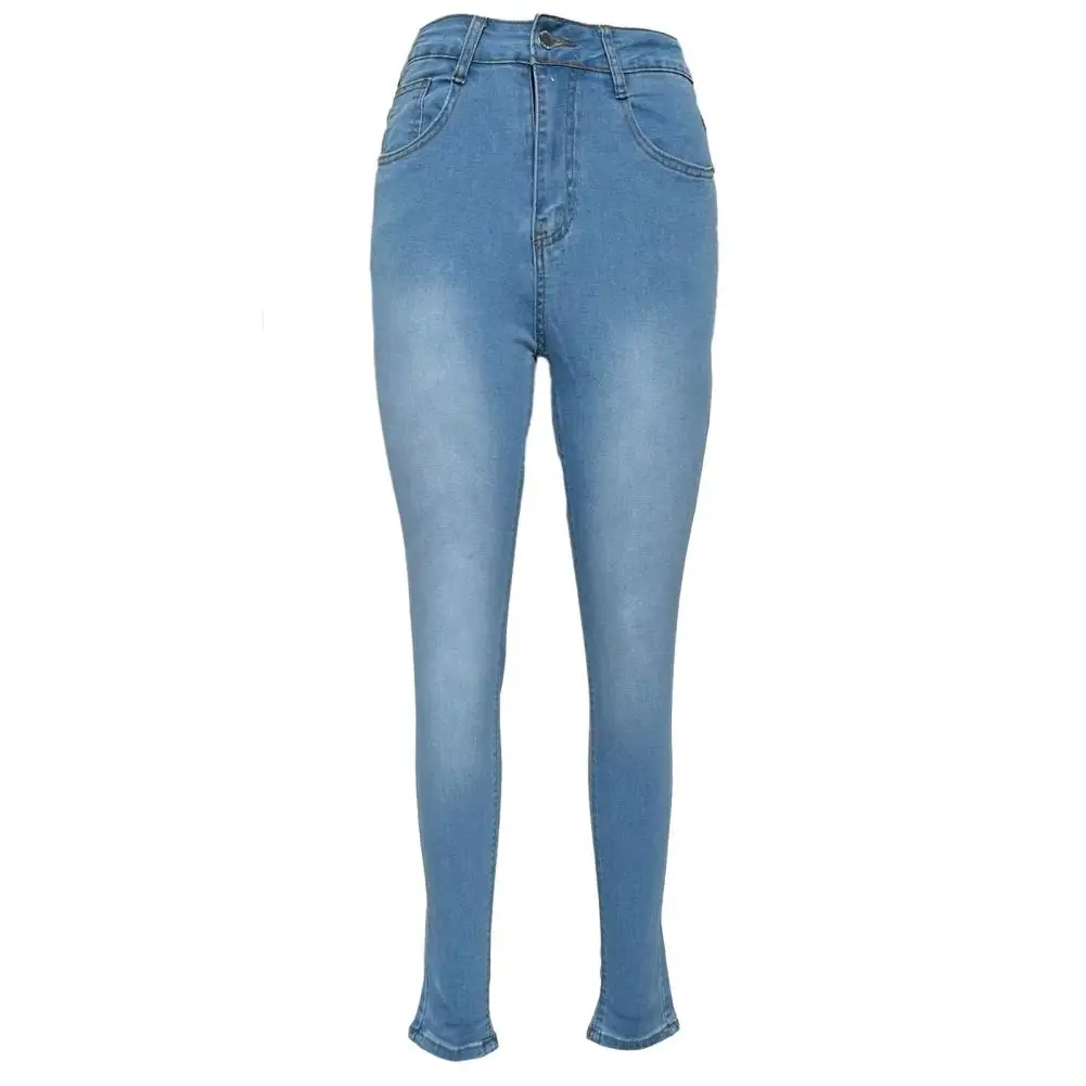 High-waist Denim Pants Gradient Color High Waist Butt-lifted Women's Pants Slimming Stretchy Soft Jeans for Lady Ankle Length