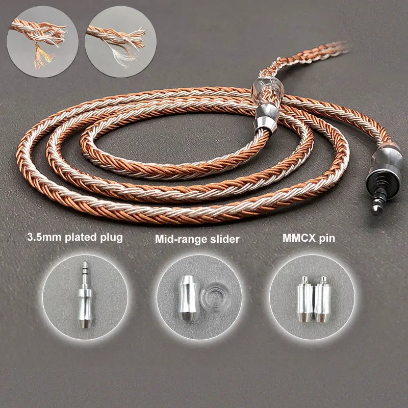 Высококачественный однокристальный медный посеребренный провод, Hi-Fi кабель для наушников mmcx 2,5/3,5/4,4 мм/Type-c/ios для Shure