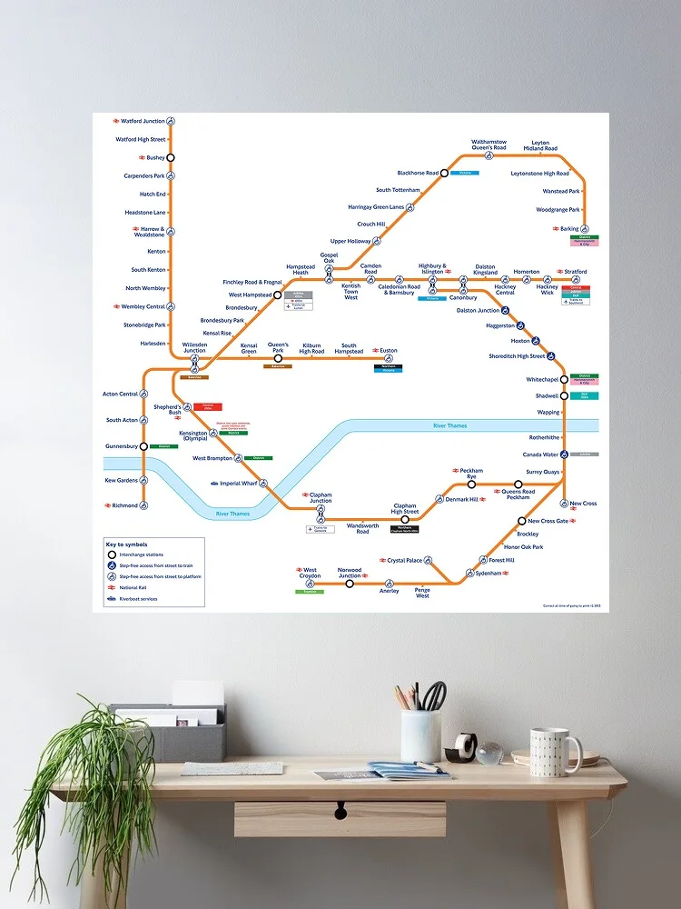 

Лондонская надземная карта, художественная картина, принт, шелковый плакат, домашний декор для стен