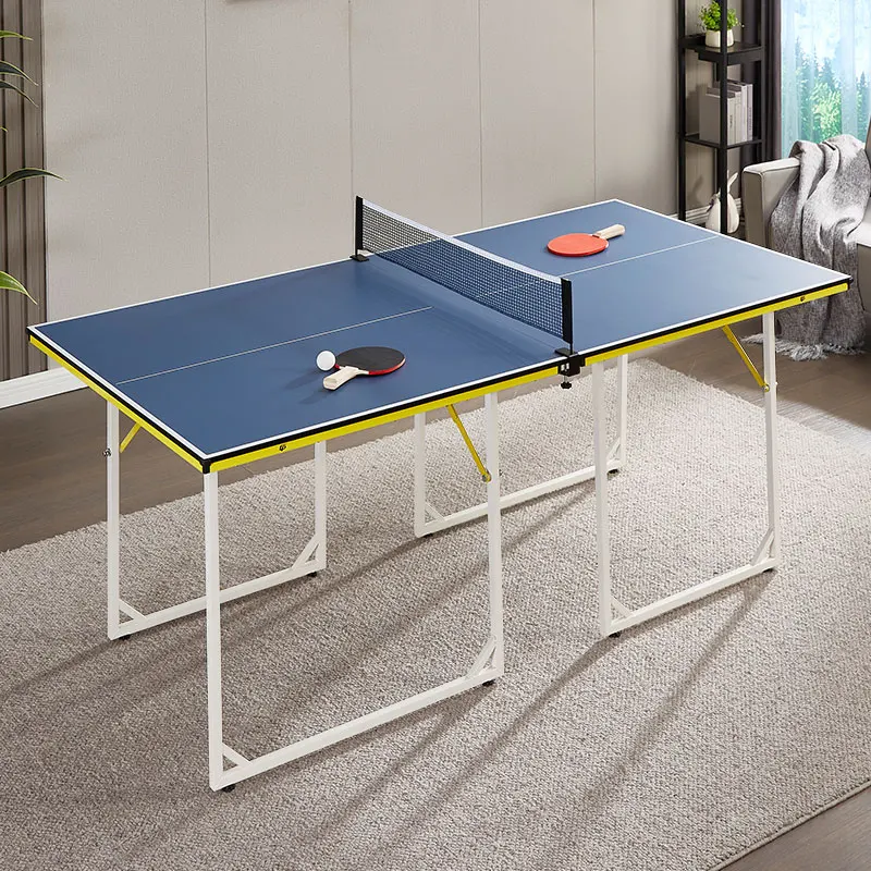 Folding Table Tennis Game Table MDF Material 2 Piece Portable Compact Design for Indoor Small Space Entertainment TT-1890 Black