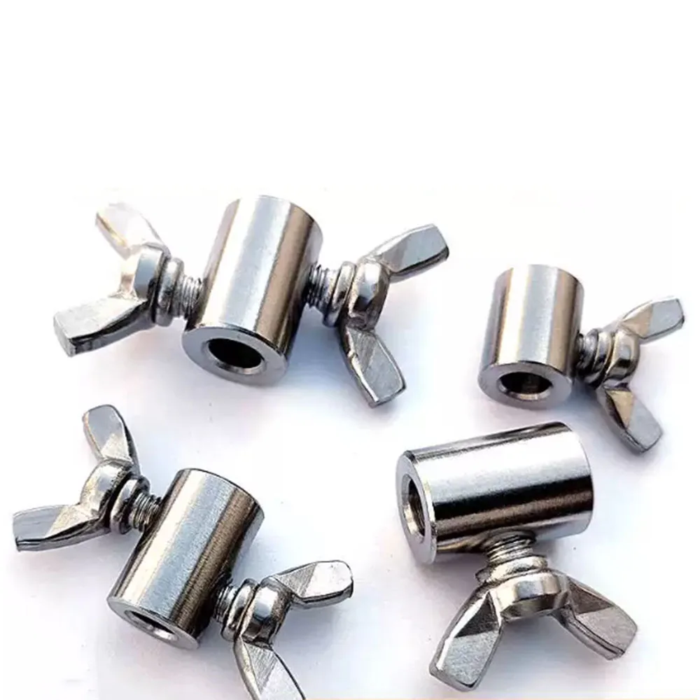 304 SS Wire Rope Butterfly Clamp 2-10mm Hand Tighten Wing Nut Cable Wire Cable Locking Ferrule Fastener Lifting Rigging