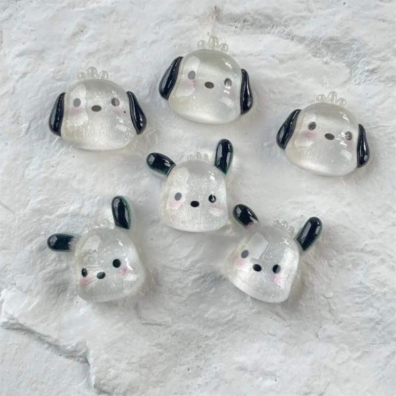 10pcs Kawaii Flatback Transparent Dog Cabochons for Needlework Resin Jewelry Diy Material Flat Back Clipbook Handmade Parts