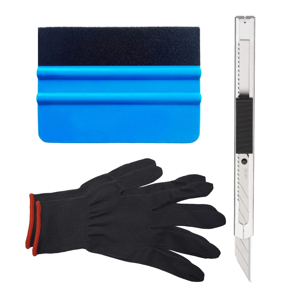 Car Vinyl Wrap Nylon Fingertip Anti-Static Gloves Dust-Free Window Tint Working Glove Film Install Tools Felt Squeegee Art Knife