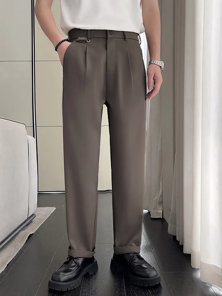 

Briti Sle Straight Leg Casual Pants Men's Spring Autumn Faion Brand Ice Silk Drapey Slimming Classic Trousers