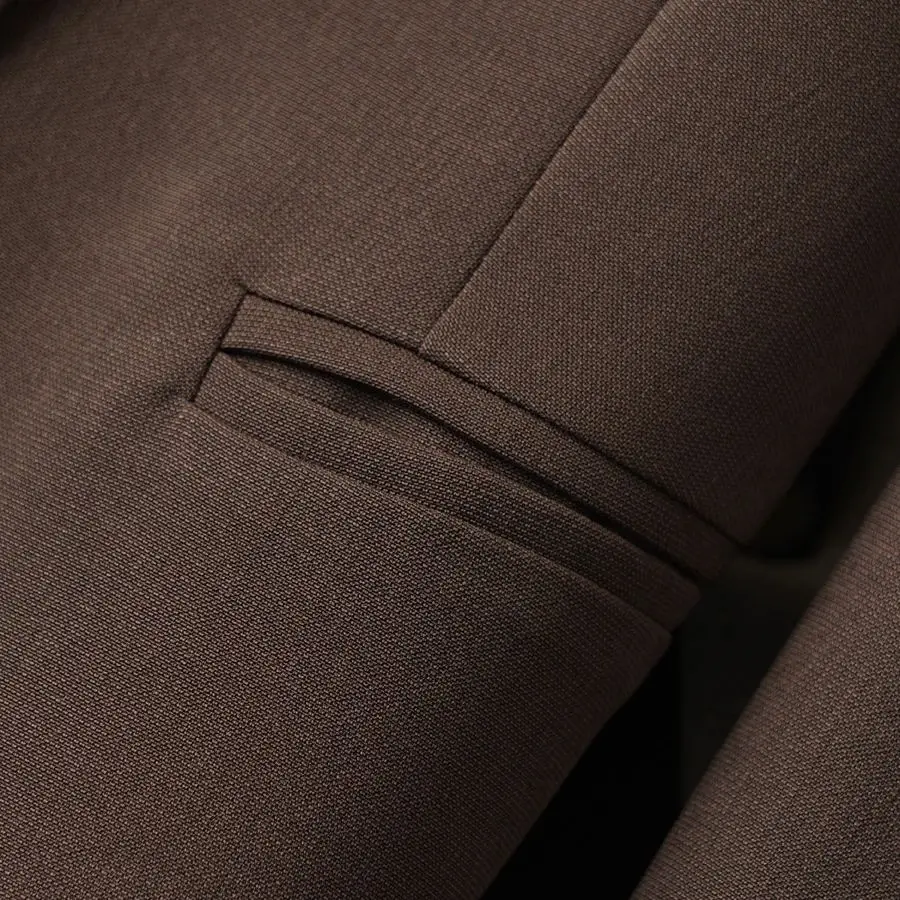 سترة بنية للنساء، للربيع والخريف، نمط مكان العمل، متعددة الاستخدامات، كاجوال، سترة بدلة صغيرة بأكمام طويلة