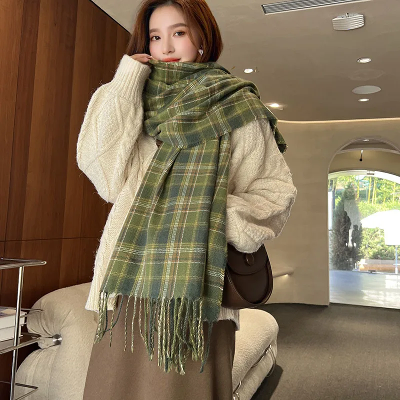 

New Women's Winter Scarves Checkered Cashmere Scarf Woman Black Scarf Ladies Scarf Warm XWJ15