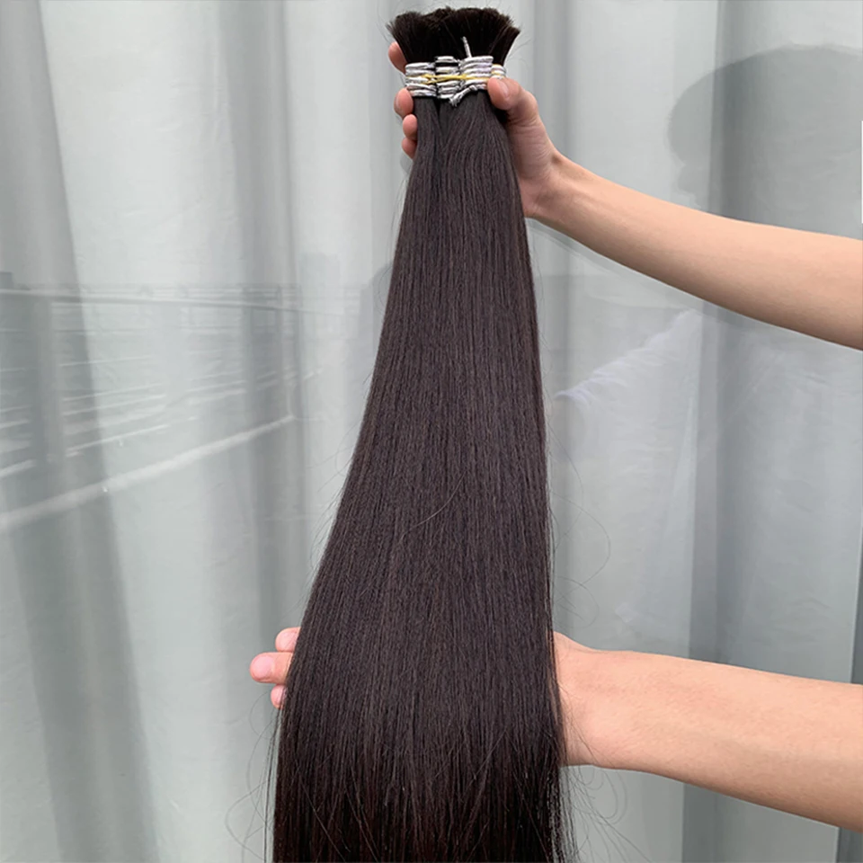 Rambut manusia jumlah besar rambut Vietnam tanpa pakan rambut lurus Remy massal 100g 100% ekstensi rambut hitam alami asli coklat muda