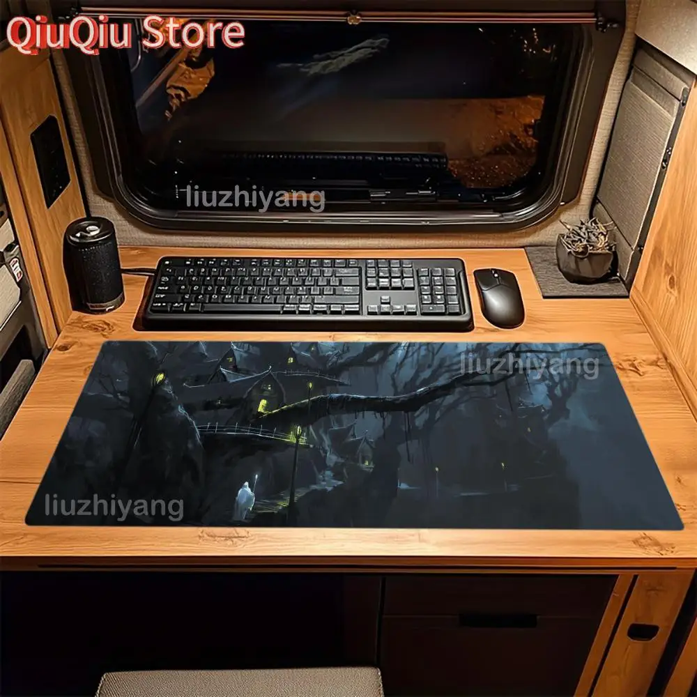 الظلام ماجيك الغابات ماوس الوسادة كبيرة الكمبيوتر مكتب لعبة الجدول حصيرة XXL المطاط المضادة للانزلاق مخيط حافة لوحة المفاتيح الحصير منصات مكتب طويلة #2