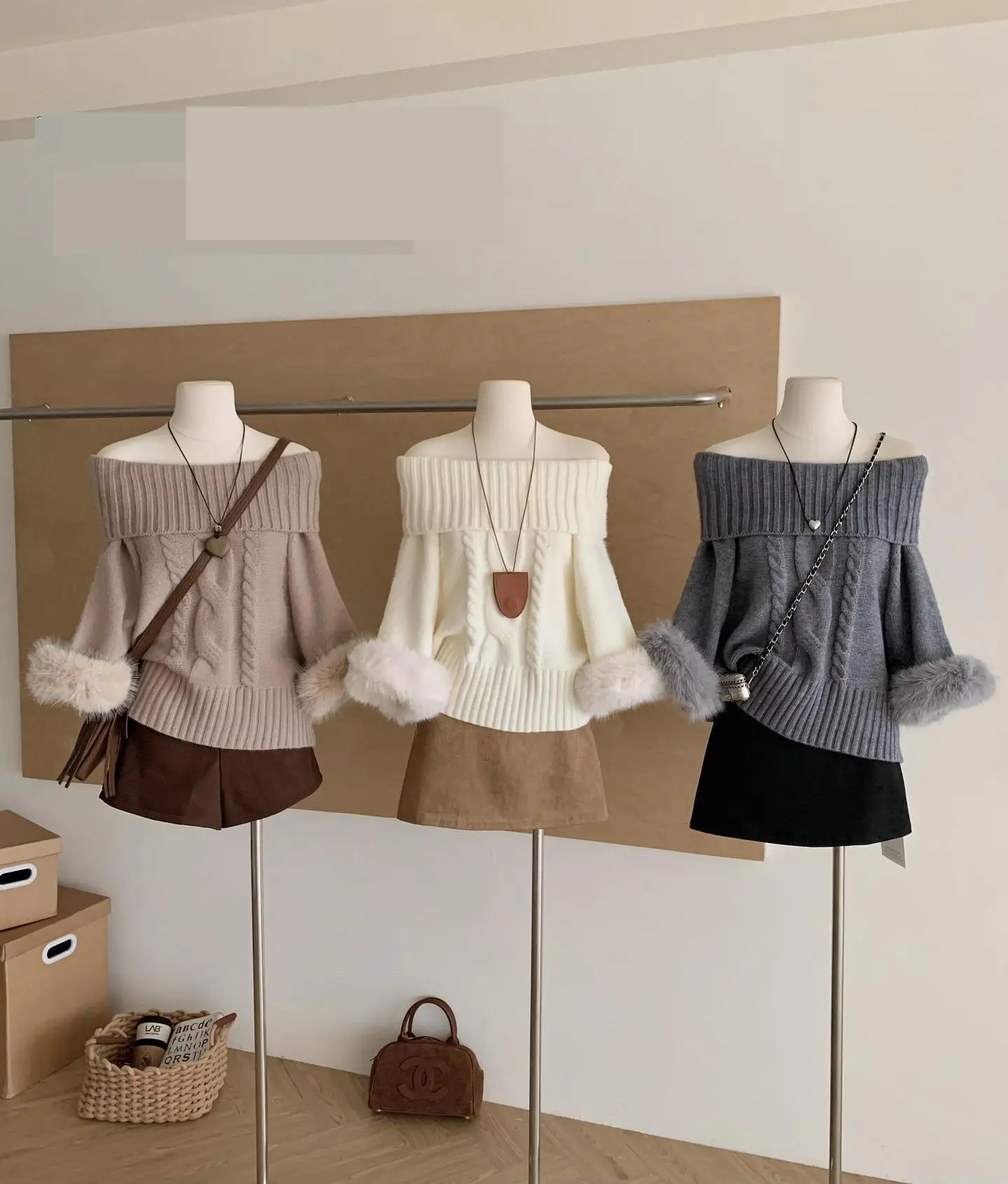 

Женский осенне-зимний свитер из искусственного меха в стиле пэчворк с длинными рукавами, женский однотонный пуловер, джемпер с витым узором