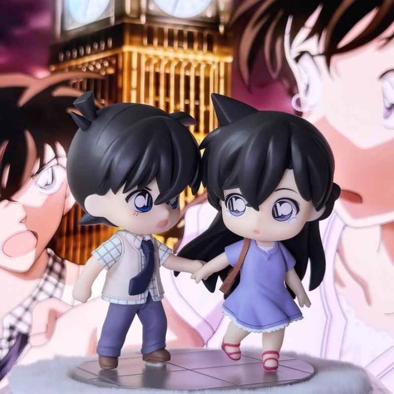

Genuine Detective Conan Animation Peripheral Q Version Shinichi Kudo And Mouri Ran Kawaii Figure Model Desktop Decor Fans Gifts
