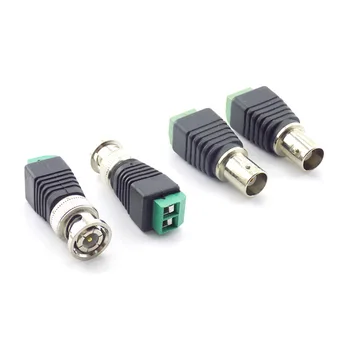 1 par conector bnc macho coaxial cat5 para bnc fêmea plug dc adaptador balun conector para câmera cctv acessórios luz de tira led j
