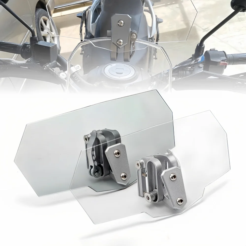 

Universal Motorcycle Windshield Extension Adjustable 120 x 270mm PC Aluminum Alloy Adjustable Height Wind Deflector Reduce Wind