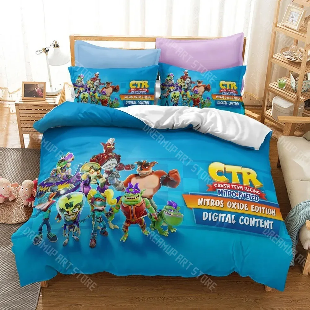 3D Printed Game Crash Bandicoot Bedding Set for Boys Girls Duvet Cover Pillowcase Twin Queen King Full Single Double Sizes
