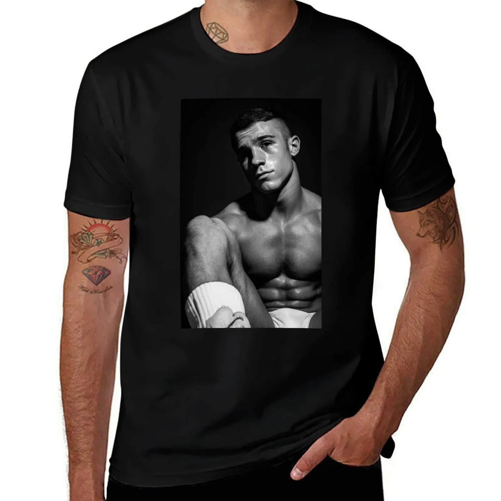 

Handsome Portrait Sweaty Jacked College Wrestler T-Shirt tops Funny t-shirt Short sleeve tee designer t shirt men