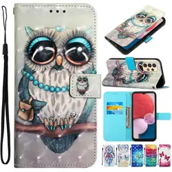 Cute Owl Flip Card Slot Wallet Case For Samsung Galaxy A15 A05 A05S A25 A24 A34 A54 A14 S24 S23 Plus Ultra 5G Back Cover E03E