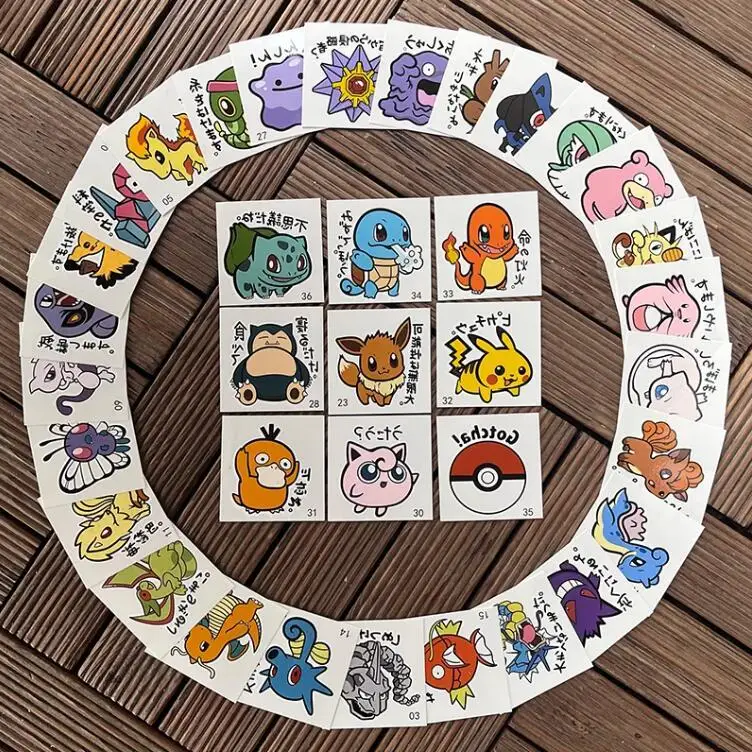 Pokémon Anime Peripherals Kawaii Pikachu Charmander Jigglypuff Mewtwo Cartoon Waterproof Decorate DIY Lasting  Tattoo Stickers