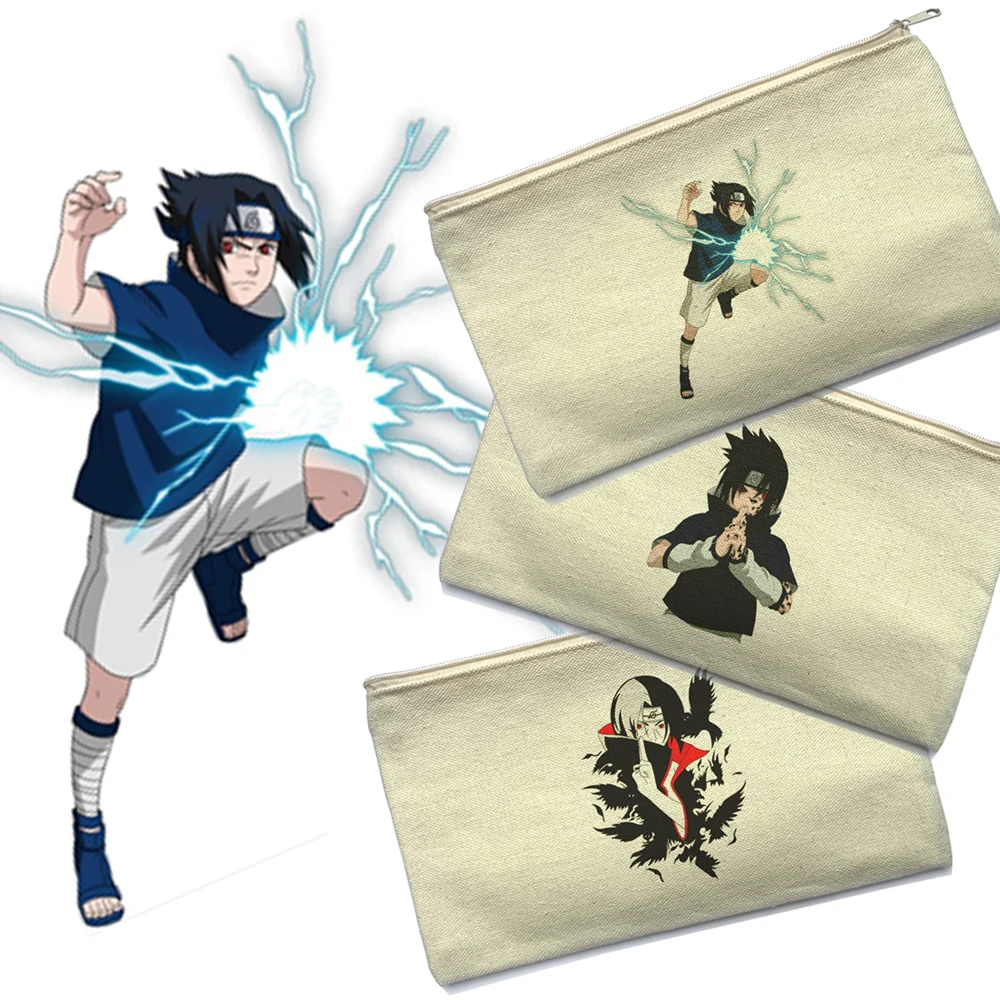 KAYOU Anime Original Naruto Uchiha Sasuke Pencil Bags Case Pen Storage Box Wallet Canvas Zipper Toy For Children Christmas Gift